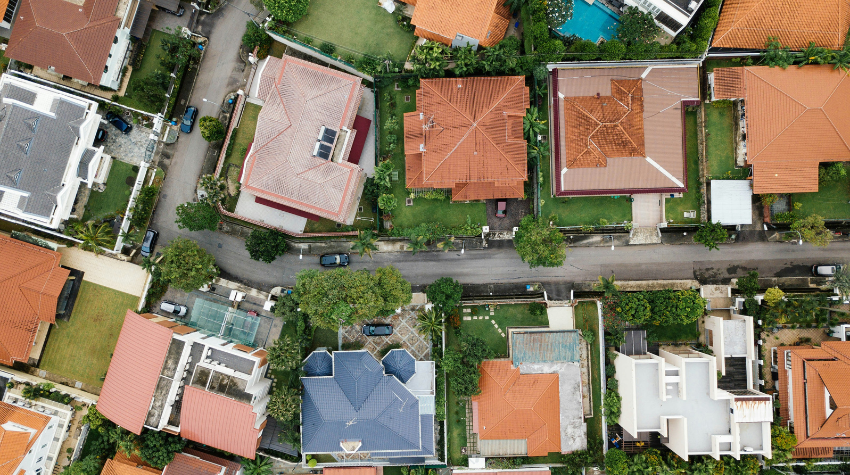 aerial view showing properties in 1031 exchange planned by tax strategist Allegis Law
